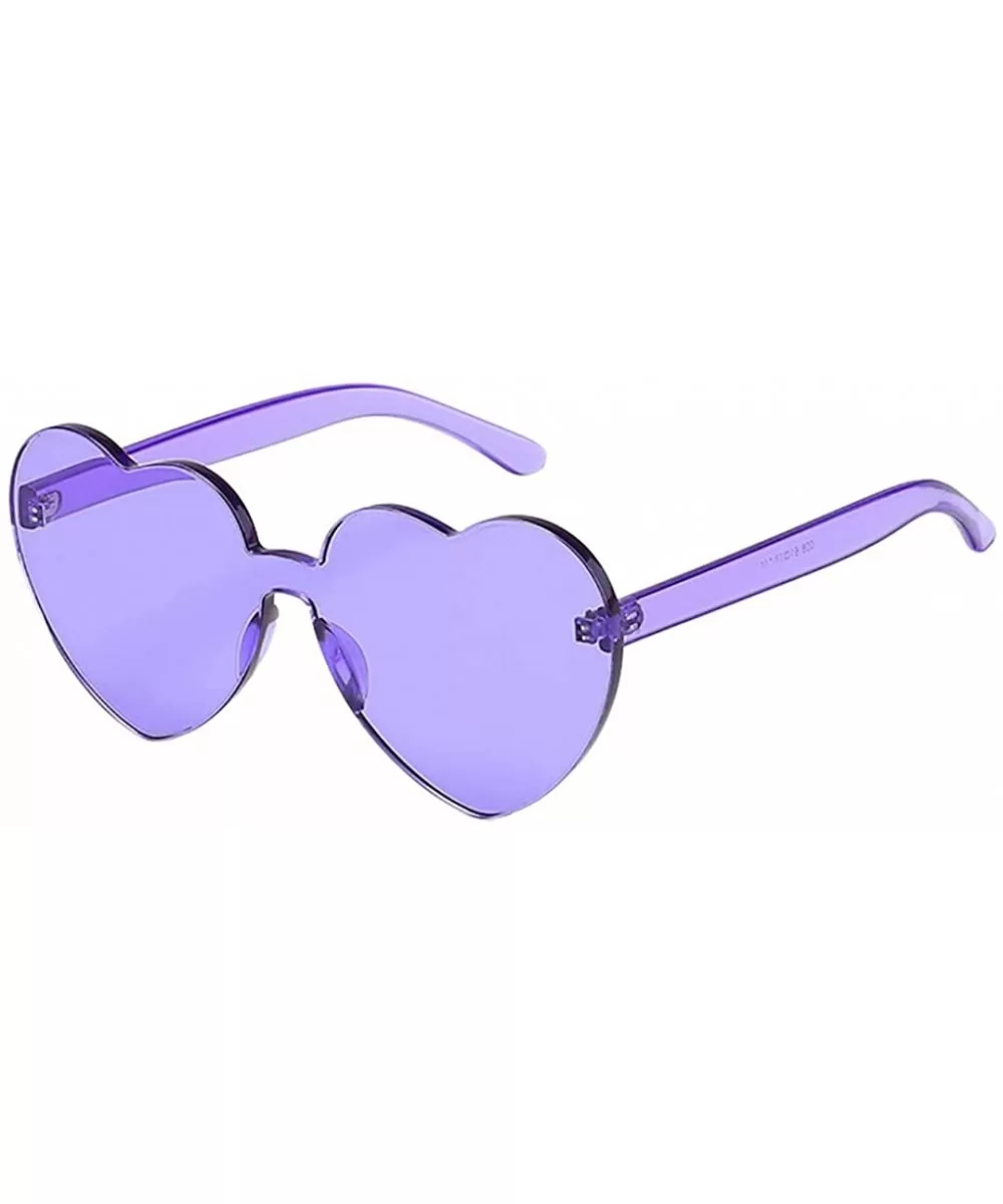 Candy Tone Colorful Heart Shaped Rimless Sunglasses Transparent Candy Color Frameless Glasses - Purple - C9196HG9YTN $5.25 Ri...