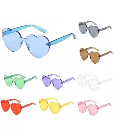 Candy Tone Colorful Heart Shaped Rimless Sunglasses Transparent Candy Color Frameless Glasses - Purple - C9196HG9YTN $5.25 Ri...