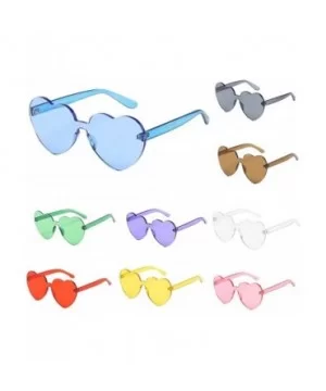 Candy Tone Colorful Heart Shaped Rimless Sunglasses Transparent Candy Color Frameless Glasses - Purple - C9196HG9YTN $5.25 Ri...