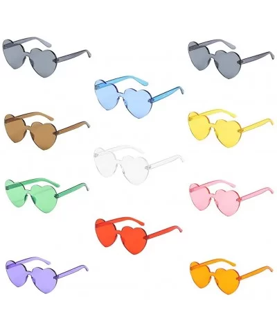 Candy Tone Colorful Heart Shaped Rimless Sunglasses Transparent Candy Color Frameless Glasses - Purple - C9196HG9YTN $5.25 Ri...