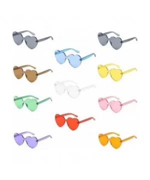 Candy Tone Colorful Heart Shaped Rimless Sunglasses Transparent Candy Color Frameless Glasses - Purple - C9196HG9YTN $5.25 Ri...