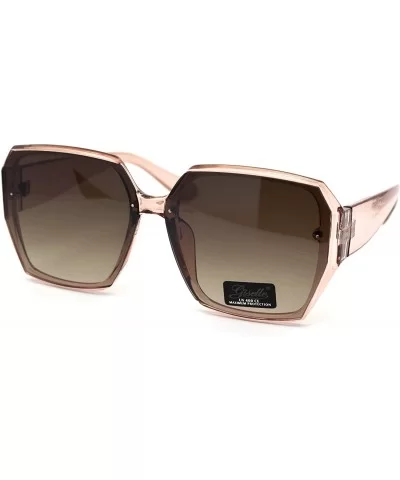 Womens Designer Geometric Exposed Lens Squared Butterfly Sunglasses - Pink Brown - C418XEZXYEW $7.97 Butterfly