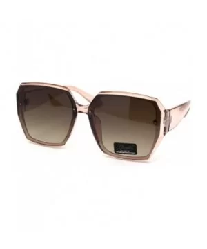 Womens Designer Geometric Exposed Lens Squared Butterfly Sunglasses - Pink Brown - C418XEZXYEW $7.97 Butterfly