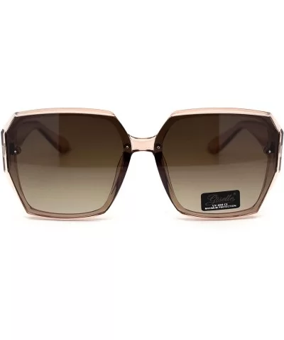 Womens Designer Geometric Exposed Lens Squared Butterfly Sunglasses - Pink Brown - C418XEZXYEW $7.97 Butterfly