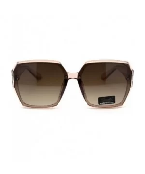 Womens Designer Geometric Exposed Lens Squared Butterfly Sunglasses - Pink Brown - C418XEZXYEW $7.97 Butterfly