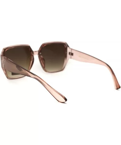 Womens Designer Geometric Exposed Lens Squared Butterfly Sunglasses - Pink Brown - C418XEZXYEW $7.97 Butterfly