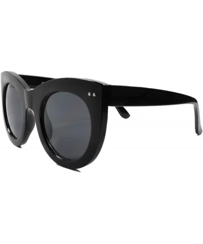 Oversized Classic Retro Look Stylish Womens Round Cat Eye Sunglasses Frame - Black - CX18SA5KXE9 $8.52 Cat Eye