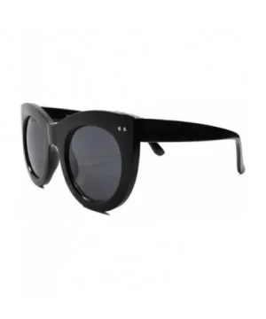 Oversized Classic Retro Look Stylish Womens Round Cat Eye Sunglasses Frame - Black - CX18SA5KXE9 $8.52 Cat Eye