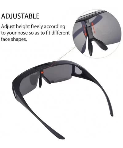 Mens Polarized Flip Up Fitover Sunglasses with Mirrored Lenses - Black - C3185QNICSA $14.67 Sport