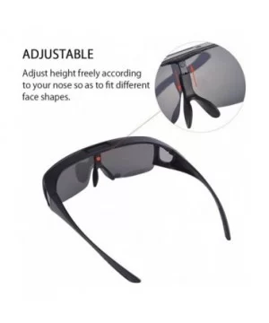 Mens Polarized Flip Up Fitover Sunglasses with Mirrored Lenses - Black - C3185QNICSA $14.67 Sport