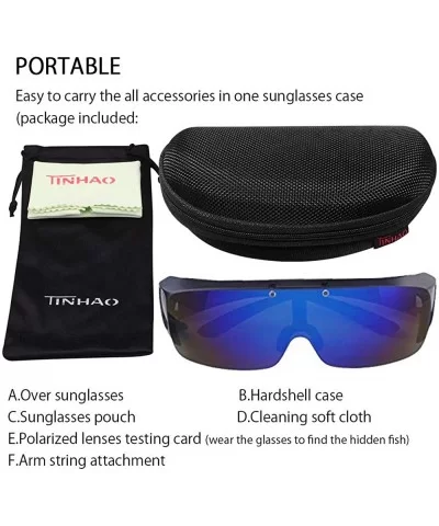 Mens Polarized Flip Up Fitover Sunglasses with Mirrored Lenses - Black - C3185QNICSA $14.67 Sport