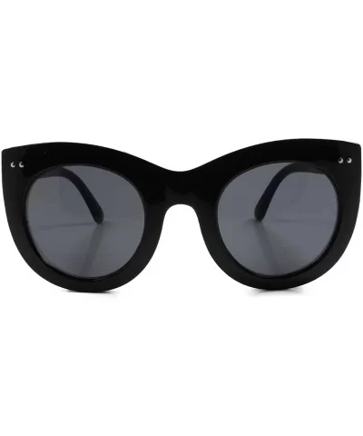 Oversized Classic Retro Look Stylish Womens Round Cat Eye Sunglasses Frame - Black - CX18SA5KXE9 $8.52 Cat Eye