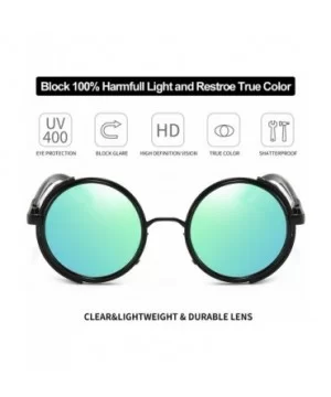 Steampunk Vintage Retro Round Sunglasses Metal Circle Frame - Green Lens+black Frame - CG18ZGX9HK9 $13.71 Oversized