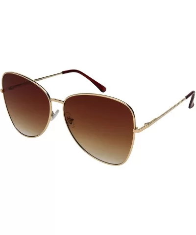 I Wear Rectangular Sunglasses Spring BG20044S - Gold Frame/Brown Gradient Lens - CD195AZOU47 $7.11 Oversized