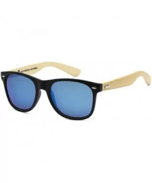 Wholesale Bamboo Sunglasses Eco Friendly Modern Retro 80's Classic - 10 Pack - Matte Black - Ice Blue - C9182S0DANZ $21.56 Sport