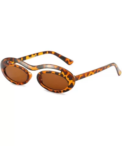 Classic Retro Oval Sunglasses for Unisex PC AC UV 400 Protection Sunglasses - Leopard Print - CL18SAQO0MM $9.43 Oversized