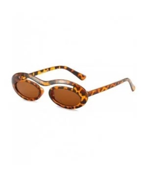 Classic Retro Oval Sunglasses for Unisex PC AC UV 400 Protection Sunglasses - Leopard Print - CL18SAQO0MM $9.43 Oversized