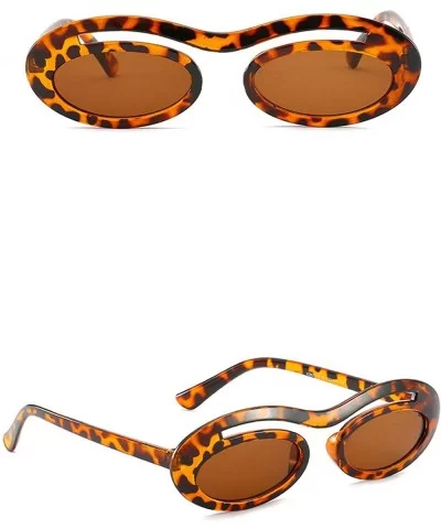 Classic Retro Oval Sunglasses for Unisex PC AC UV 400 Protection Sunglasses - Leopard Print - CL18SAQO0MM $9.43 Oversized