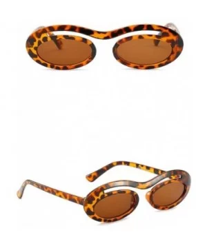 Classic Retro Oval Sunglasses for Unisex PC AC UV 400 Protection Sunglasses - Leopard Print - CL18SAQO0MM $9.43 Oversized