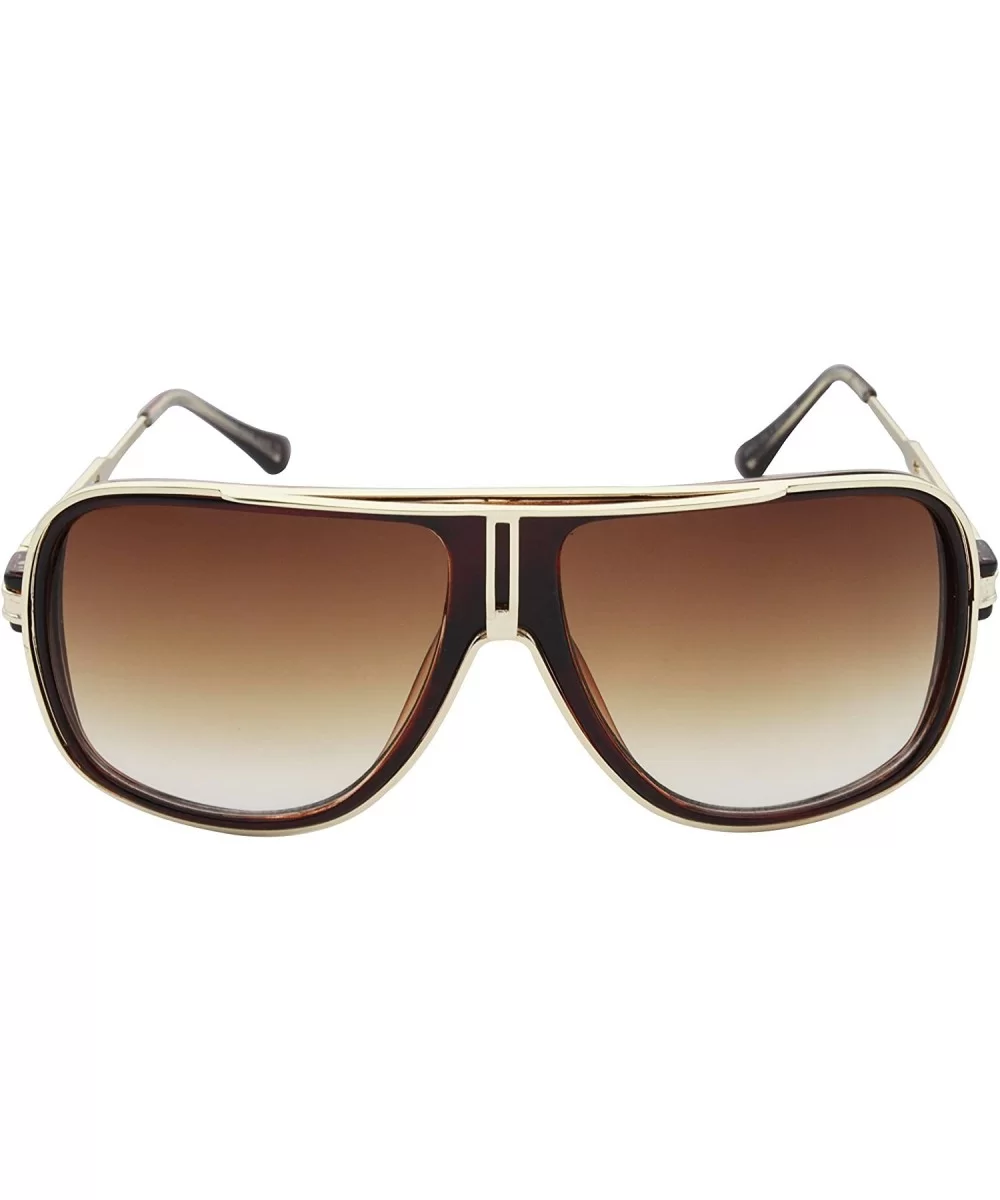 Aviator Sunglasses For Men Goggle Alloy Frame Brand Designer II - Brown/Gold - CL18DX62E3M $13.18 Aviator