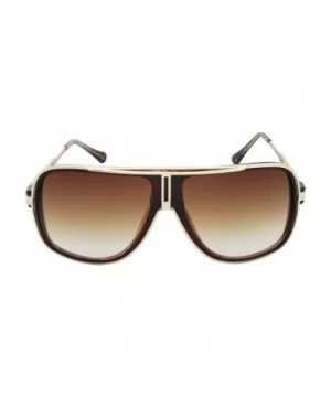 Aviator Sunglasses For Men Goggle Alloy Frame Brand Designer II - Brown/Gold - CL18DX62E3M $13.18 Aviator