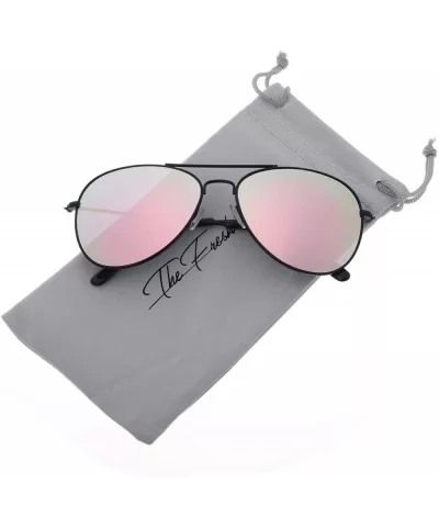 Classic Metal Frame Mirror Lens Aviator Sunglasses with Gift Box - 26-black - C418Q03MRXK $5.72 Oversized