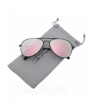 Classic Metal Frame Mirror Lens Aviator Sunglasses with Gift Box - 26-black - C418Q03MRXK $5.72 Oversized