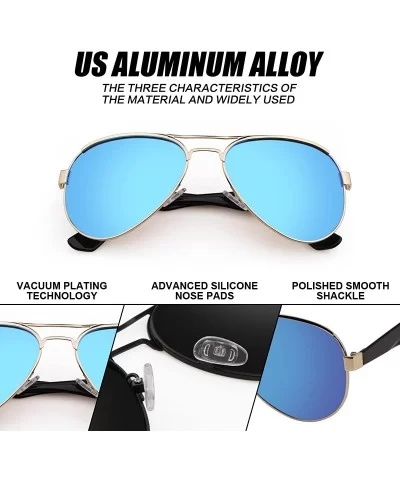 Polarizer Aviator Sunglasses for Mens Womens Mirrored Sun Glasses Shades with Uv400 - Ice Blue - CY186ZU0I5W $5.05 Aviator