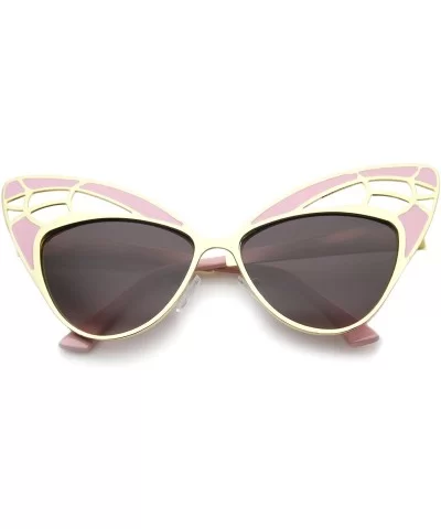 Womens High Fashion Metal Cutout Oversize Butterfly Sunglasses 55mm - Pink-gold / Lavender - C712I21RD9B $10.98 Butterfly