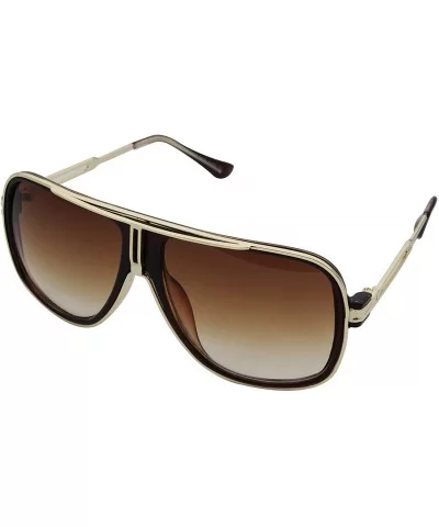 Aviator Sunglasses For Men Goggle Alloy Frame Brand Designer II - Brown/Gold - CL18DX62E3M $13.18 Aviator