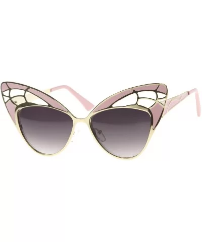 Womens High Fashion Metal Cutout Oversize Butterfly Sunglasses 55mm - Pink-gold / Lavender - C712I21RD9B $10.98 Butterfly