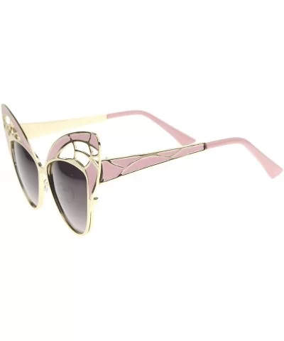 Womens High Fashion Metal Cutout Oversize Butterfly Sunglasses 55mm - Pink-gold / Lavender - C712I21RD9B $10.98 Butterfly