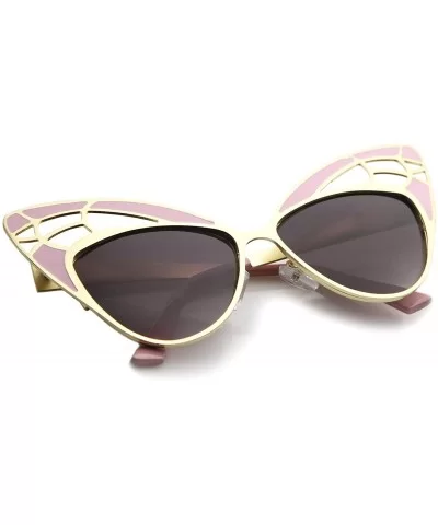 Womens High Fashion Metal Cutout Oversize Butterfly Sunglasses 55mm - Pink-gold / Lavender - C712I21RD9B $10.98 Butterfly