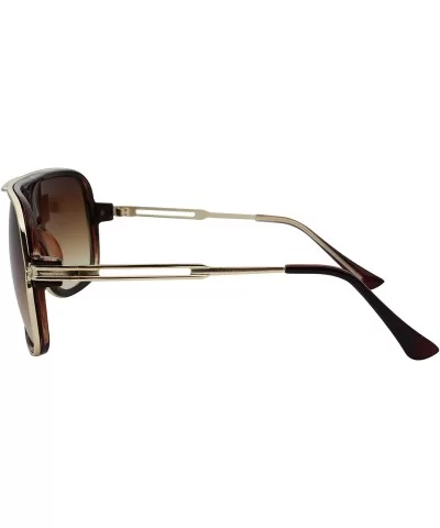 Aviator Sunglasses For Men Goggle Alloy Frame Brand Designer II - Brown/Gold - CL18DX62E3M $13.18 Aviator