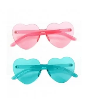 Heart Oversized Rimless Sunglasses One Piece Heart Shape Eyewear Colored Sunglasses for Women - Lake-blue+pink - C218UIADG78 ...