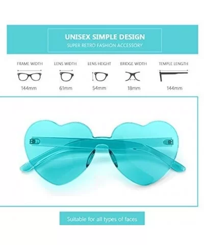 Heart Oversized Rimless Sunglasses One Piece Heart Shape Eyewear Colored Sunglasses for Women - Lake-blue+pink - C218UIADG78 ...