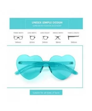 Heart Oversized Rimless Sunglasses One Piece Heart Shape Eyewear Colored Sunglasses for Women - Lake-blue+pink - C218UIADG78 ...