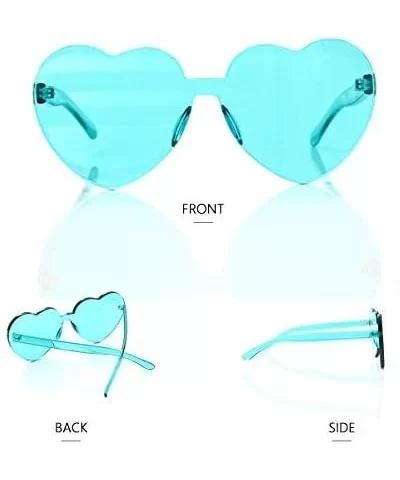 Heart Oversized Rimless Sunglasses One Piece Heart Shape Eyewear Colored Sunglasses for Women - Lake-blue+pink - C218UIADG78 ...