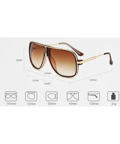 Aviator Sunglasses For Men Goggle Alloy Frame Brand Designer II - Brown/Gold - CL18DX62E3M $13.18 Aviator