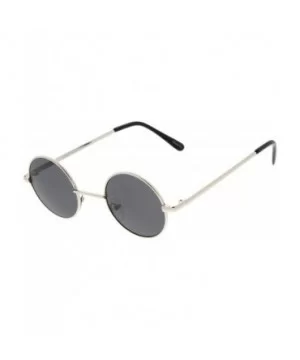 Small Retro Lennon Inspired Style Neutral-Colored Lens Round Metal Sunglasses 41mm - Silver / Smoke - CQ12MZE36ID $6.70 Wayfarer