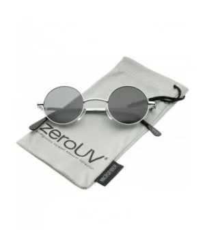 Small Retro Lennon Inspired Style Neutral-Colored Lens Round Metal Sunglasses 41mm - Silver / Smoke - CQ12MZE36ID $6.70 Wayfarer