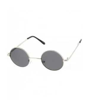 Small Retro Lennon Inspired Style Neutral-Colored Lens Round Metal Sunglasses 41mm - Silver / Smoke - CQ12MZE36ID $6.70 Wayfarer