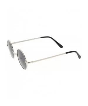 Small Retro Lennon Inspired Style Neutral-Colored Lens Round Metal Sunglasses 41mm - Silver / Smoke - CQ12MZE36ID $6.70 Wayfarer