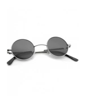 Small Retro Lennon Inspired Style Neutral-Colored Lens Round Metal Sunglasses 41mm - Silver / Smoke - CQ12MZE36ID $6.70 Wayfarer