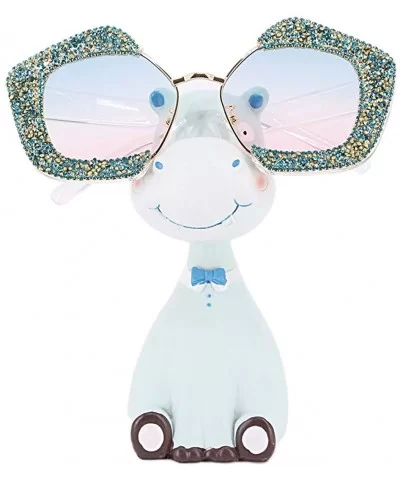 Oversized Square Frame Bling Rhinestone Crystal Sunglasses For Women - Blue - CS196TXYDHM $15.81 Aviator