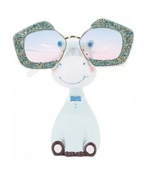 Oversized Square Frame Bling Rhinestone Crystal Sunglasses For Women - Blue - CS196TXYDHM $15.81 Aviator