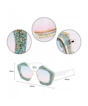 Oversized Square Frame Bling Rhinestone Crystal Sunglasses For Women - Blue - CS196TXYDHM $15.81 Aviator