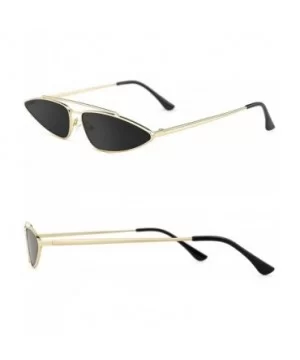 Fashion Vintage Sunglasses for Women Slender Metal Frame Thin Tinted Lenses - Grey-gold Frame - CC18DOE7STY $11.34 Rectangular