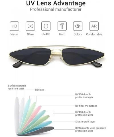 Fashion Vintage Sunglasses for Women Slender Metal Frame Thin Tinted Lenses - Grey-gold Frame - CC18DOE7STY $11.34 Rectangular