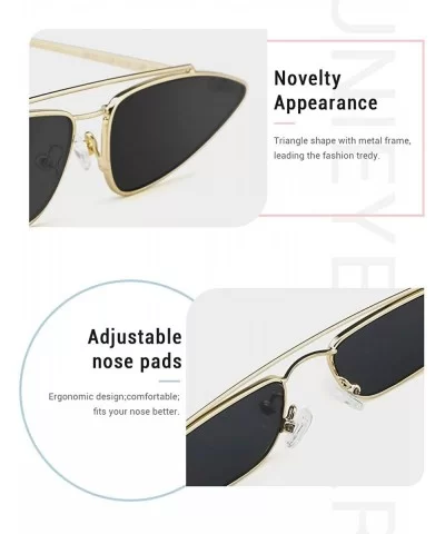 Fashion Vintage Sunglasses for Women Slender Metal Frame Thin Tinted Lenses - Grey-gold Frame - CC18DOE7STY $11.34 Rectangular